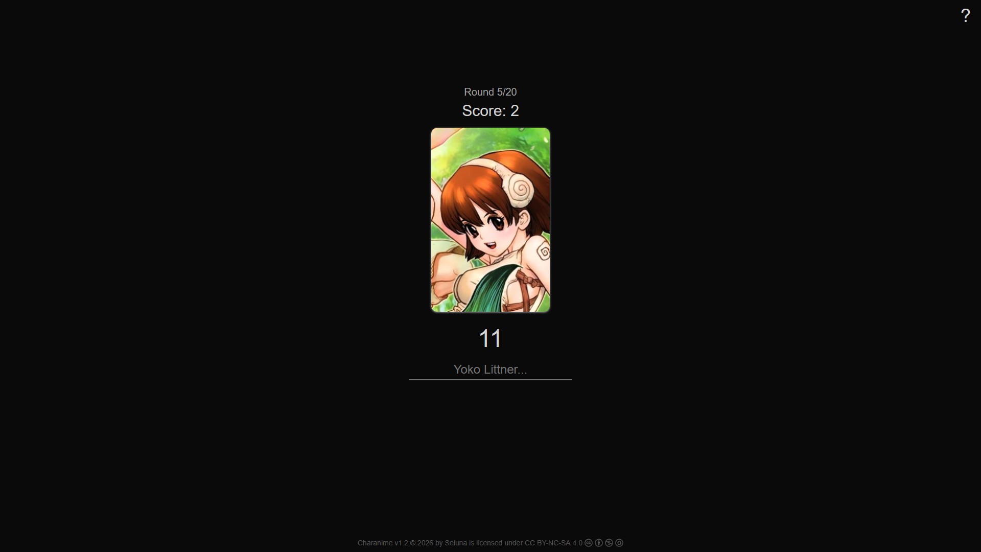 Charanime website game screen